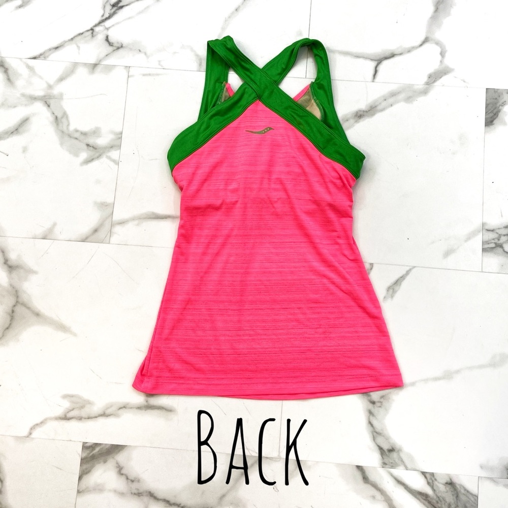 “SOLD”   Saucony hot pink and green workout cute top. Size small. - Picture 4 of 6